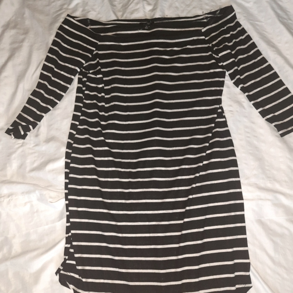 "Ultra flirt" black and white stripe dress